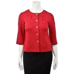 St. John Collection Red Luster Knit Animal Print Jacket